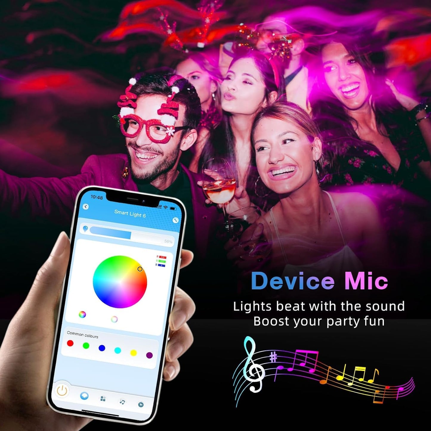 120ft Bluetooth LED Strip Lights,SMD 5050 Music Sync LED Lights Strip,RGB Color Changing LED Lights with Remote,Smart Phone APP Control,LED Lights for Bedroom,Ceiling,Room DIY(APP+Remote +Mic/60ftx2)