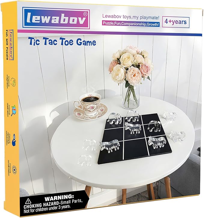 Acrylic Tic Tac Toe Board Game - Modern Coffee Table Decor Easter Basket Stuffers for Teens &amp Adults Office Desk Accessories &amp Family Game Night Essentials2‑in‑1 Game and Decor piece