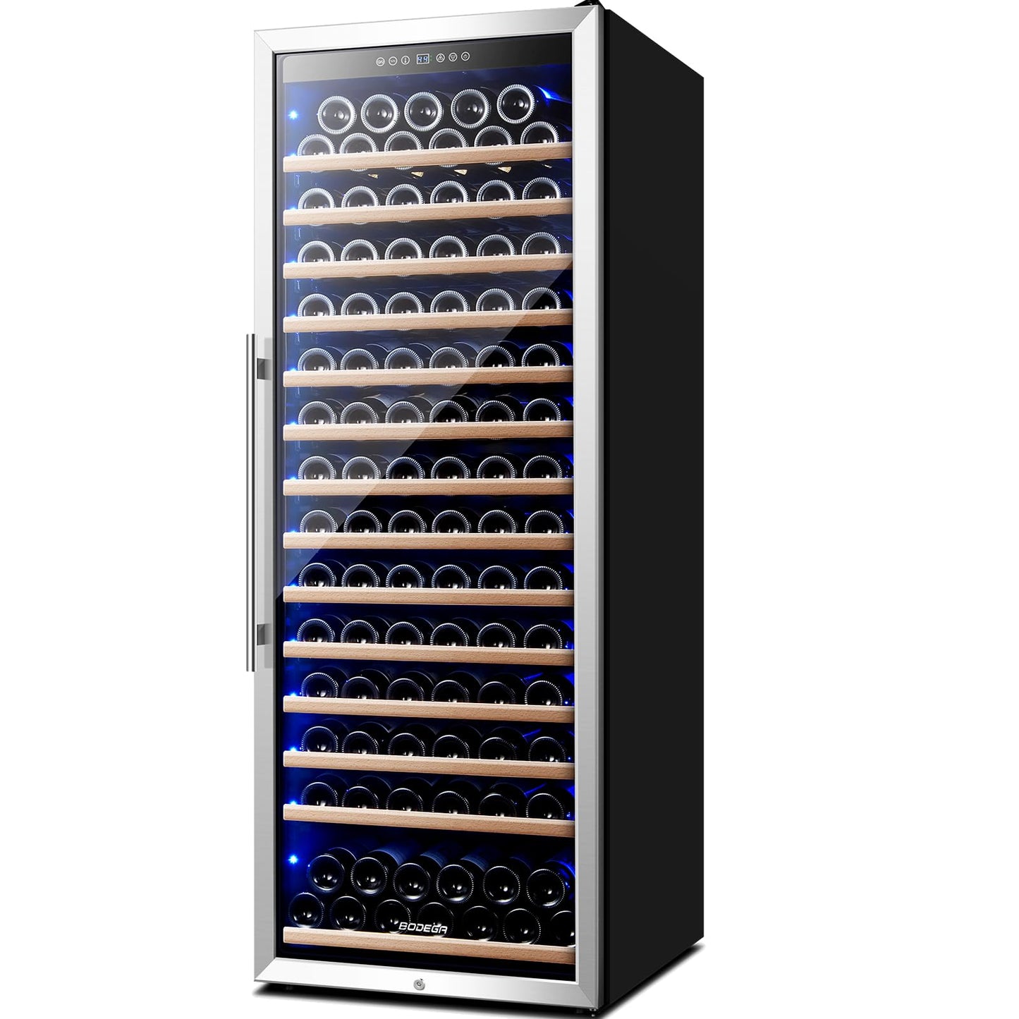 BODEGA 24 Inch Wine Cooler, 154 Bottle Large Refrigerator, Tall Freestanding Wine Fridge with Intelligent Temperature Memory & Humidity Control, Upgraded Quiet Compressor for Bedroom, Bar and Kitchen
