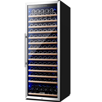 BODEGA 24 Inch Wine Cooler, 154 Bottle Large Refrigerator, Tall Freestanding Wine Fridge with Intelligent Temperature Memory & Humidity Control, Upgraded Quiet Compressor for Bedroom, Bar and Kitchen