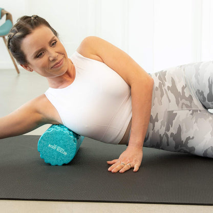 High Density Foam Roller Massager for Deep Tissue Massage of The Back and Leg Muscles - Self Myofascial Release of Painful Trigger Point Muscle Adhesions - 13" Turquoise