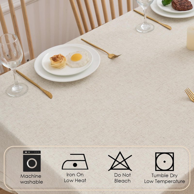 Zdolmy Natural Flax Linen Handmade Hemstitch Tablecloth 70" x 55"– Undyed Square Table Cover for Kitchen, Dining & Decoration, Ideal for Father's Day