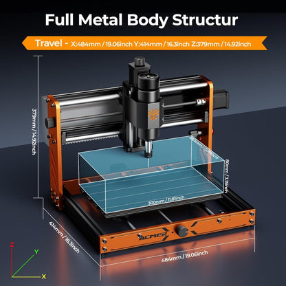 CNC Router Machine, ACMER Ascarva 3 S 500W CNC Milling Machine, Working Area 11.81” x 7.09” x 3.07” for Wood Plastic Metal Acrylic MDF Nylon Carving Cutting
