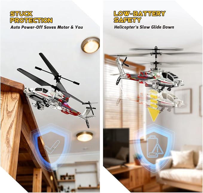 XIKOTEC RC Helicopter Remote Control Helicopter Toy for Kids Beginners and Adults with Altitude Hold Gyro &amp LED Light 2 Batteries &amp USB-C Charging Gift for Boys Ages 8-12(Silvery)