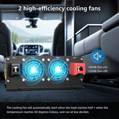 XWJNE 3000W Pure Sine Wave Power Inverter 12V DC to 120V AC Converter with LED Display and Remote Controller for Home, RV, Truck, Off-Grid Solar Power