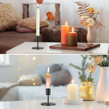 3 Pcs Black Candlestick Holders Set - Matte Black 5.5" & 3.3" Taper Candle Holders for Modern Table Centerpiece and Home Decor