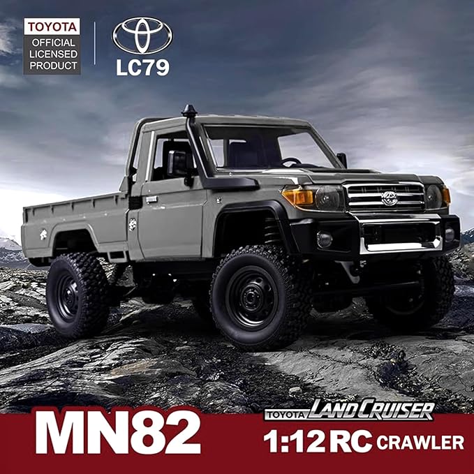 1/12 Scale RC Crawler MN-82 Pro RTR RC Truck LC79 4x4 Off Road Vehicles 2.4GHz RC Rock Car with LED Lights for Adults Hobby Toys (Gray)