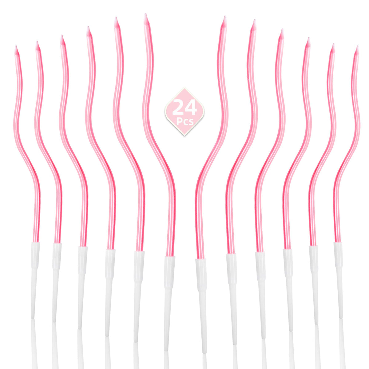 PHD CAKE 24-Count Pearl Pink Spiral Long Thin Birthday Candles, Cake Candles, Birthday Parties, Wedding Decorations, Party Candles