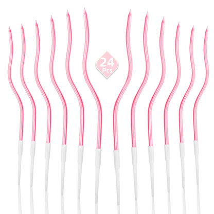 PHD CAKE 24-Count Pearl Pink Spiral Long Thin Birthday Candles, Cake Candles, Birthday Parties, Wedding Decorations, Party Candles