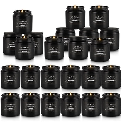 24PCs Black Scented Candles - Men Candle Gift Set, Soy Wax Candle for Parties, Yoga,and Home Decor, Indoor Outdoor 3.05Oz