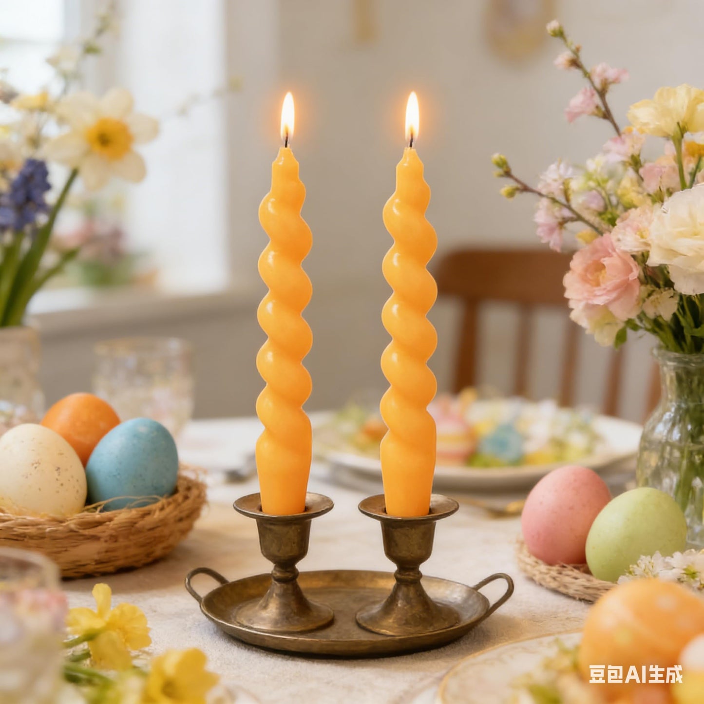 Beeswax Taper Candles Spiral Candle,XINAOBAOLUO 7.5inches Twisted Pure Bees Wax Candlestick Non Toxic Candle Handmade Natural Honey Candlestick Set for Table Home Decor Meditation 2pcs