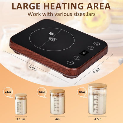 Sourdough Starter Warmer, MAXVINI Upgrade Sourdough Warming Mat with Precision Temperature Control (70-100°F) Auto-Warming Sensor, 0-12H Timer & Auto On/Off, for Home Bakers & Beginners - Wood Grain