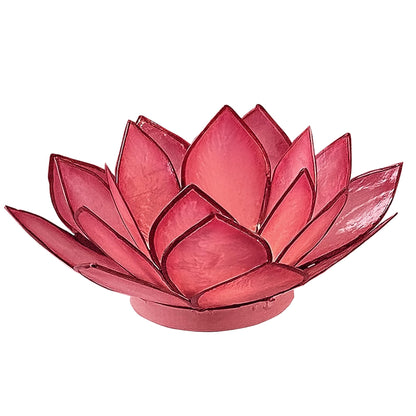 Om Gallery Capiz Shell Lotus Flower Decor Tealight Candle Holder for Serene Ambiance - Handmade Decorative Candle Holders for Meditation, Yoga, and Relaxation, Flamingo