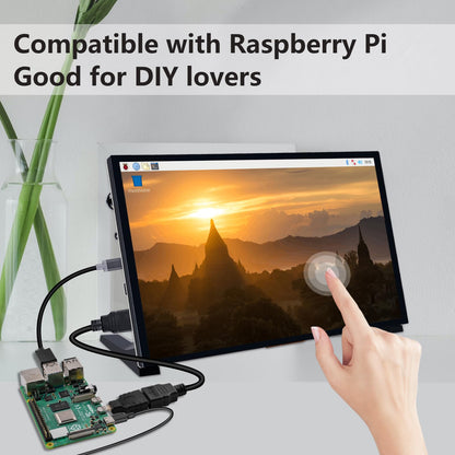 GeeekPi 10.1 Inch Capacitive Touchscreen Display, 1024x600 IPS LCD with Dual-Speaker, HDMI Portable Monitor for Raspberry Pi 5/4B/3B+/3B/B+/Zero/400, Win11/10/8/7, Free-Driver