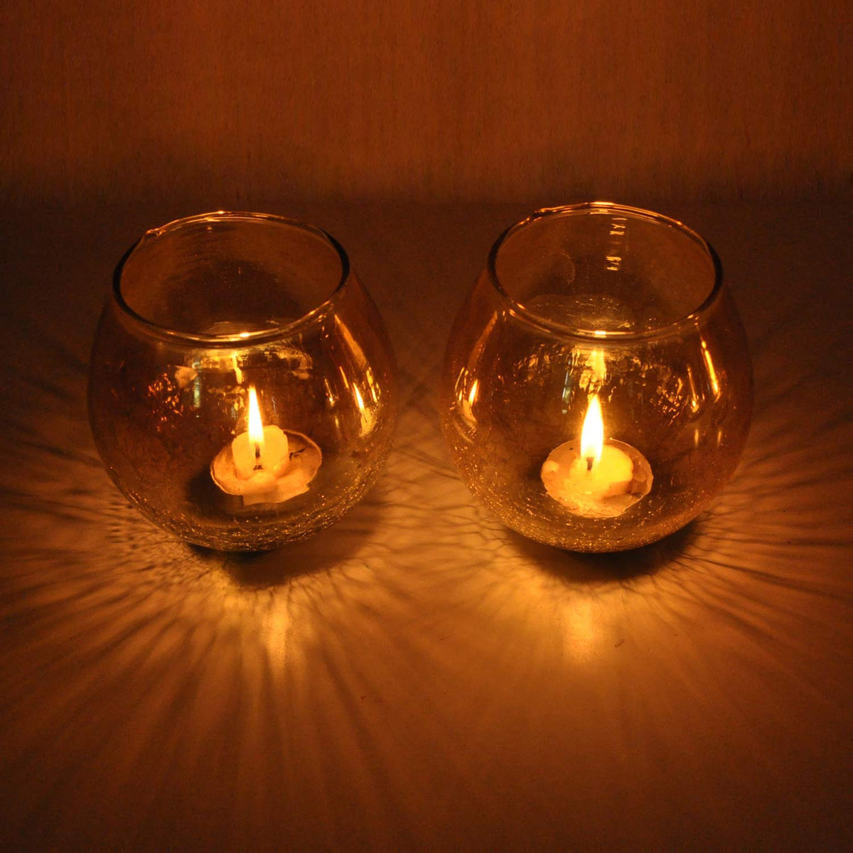 Votive Candle Holders 2 Pcs Half Cracked Glass Halloween Candle Holder Votive Candle Holder - Tea Light Candle Holder for Home Decor Weddings Table Centerpieces Votive Tea Light Candle Holder