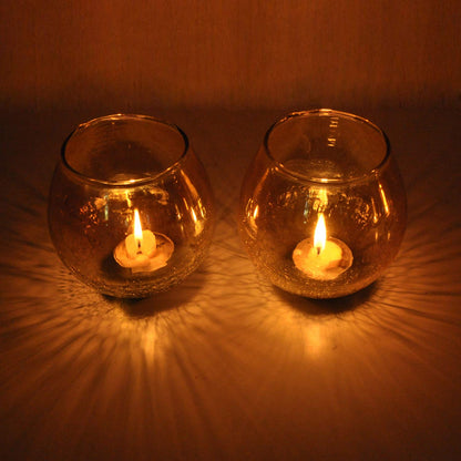 Votive Candle Holders 2 Pcs Half Cracked Glass Halloween Candle Holder Votive Candle Holder - Tea Light Candle Holder for Home Decor Weddings Table Centerpieces Votive Tea Light Candle Holder