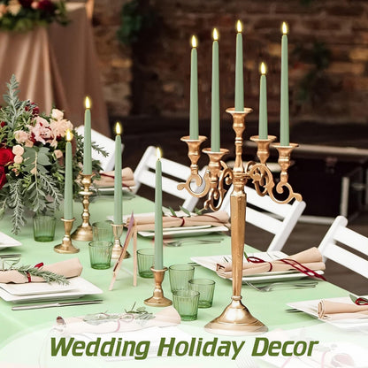 Rossesay 24 Pcs Flameless LED Taper Candles Battery Operated Candle 8.5", 9.65", 10.8", 12.8" Flameless Candlesticks Flickering for Christmas Church Wedding Indoor Decoration(Classic, Rat Tail Green)