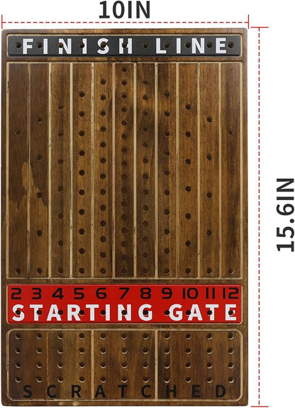 HOROW Horse Racing Game - Wooden Horse Race Board Game with 11 Luxury Metal Horses 2 Dice and 2 CardsFast-Paced Strategic for Family Night and Party - Perfect Birthday&ampHoliday Gifts