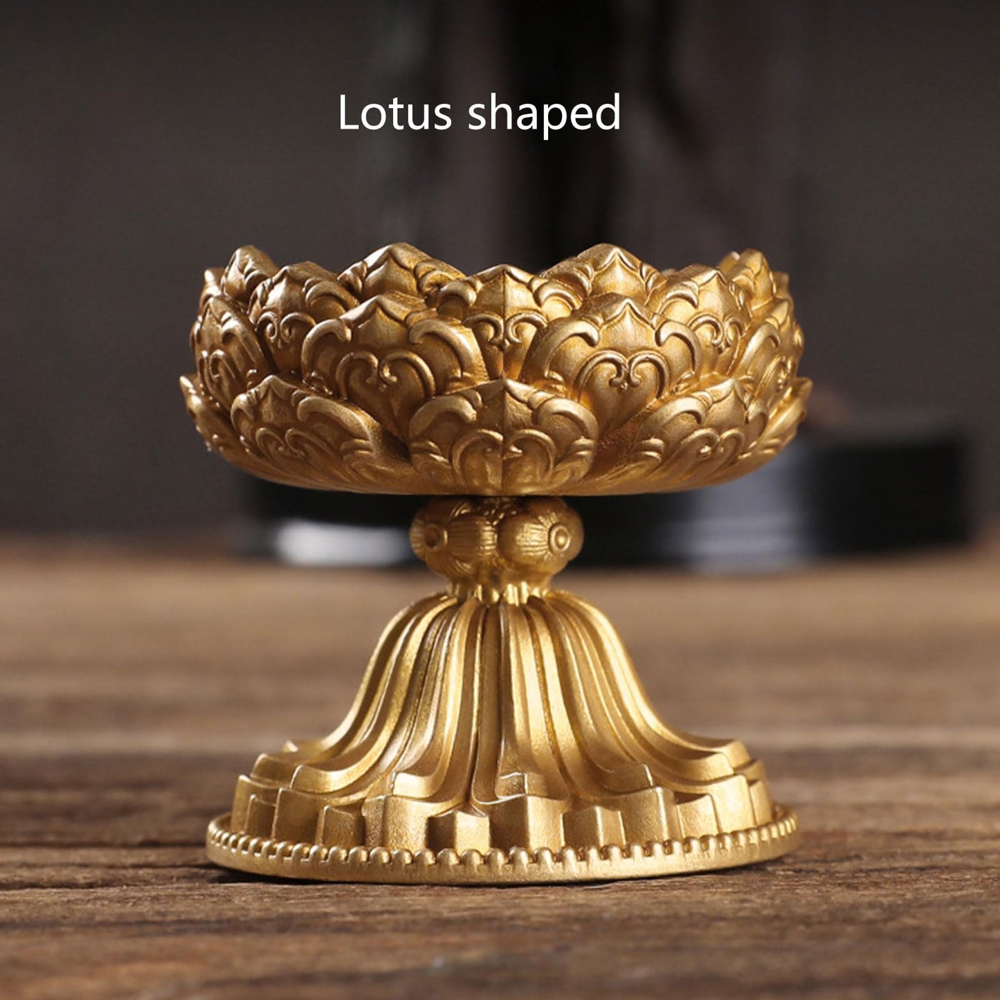 hokojix Brass Butter Lamp Antique Flower Buddhist Tibetan Candlestick Base Religious Tealight Metal Candle Holder Supplies