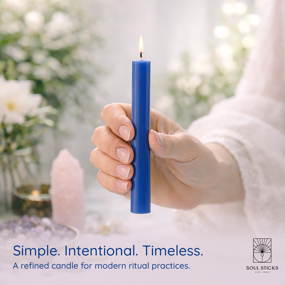 SOUL STICKS Tranquility Magic Spell Chime Taper Candles 20 Pack - Ideal for Altar, Rituals, Ceremonies, Meditation Blue Tapered Candle for Witchcraft Supplies, Wiccan Supplies, Candles Clearance