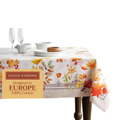 Maison d' Hermine Table Cloth Rectangle Table 100% Cotton 60 x 108 Inches Fall Tablecloth Reusable Everyday Use for Thanksgiving Christmas Decorations Dining Farmhouse Party (Amarante)