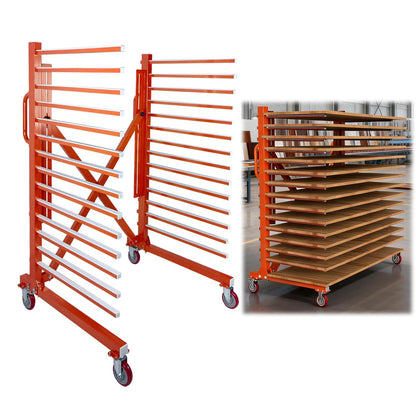 CC LOT Industrial 15-Tier Paint Drying Rack with Wheels, Width Adjustable 12"-58", 110 lbs Per Shelf, Heavy Duty Metal Drying Stand for Cabinet Doors, Factory, Professional Use