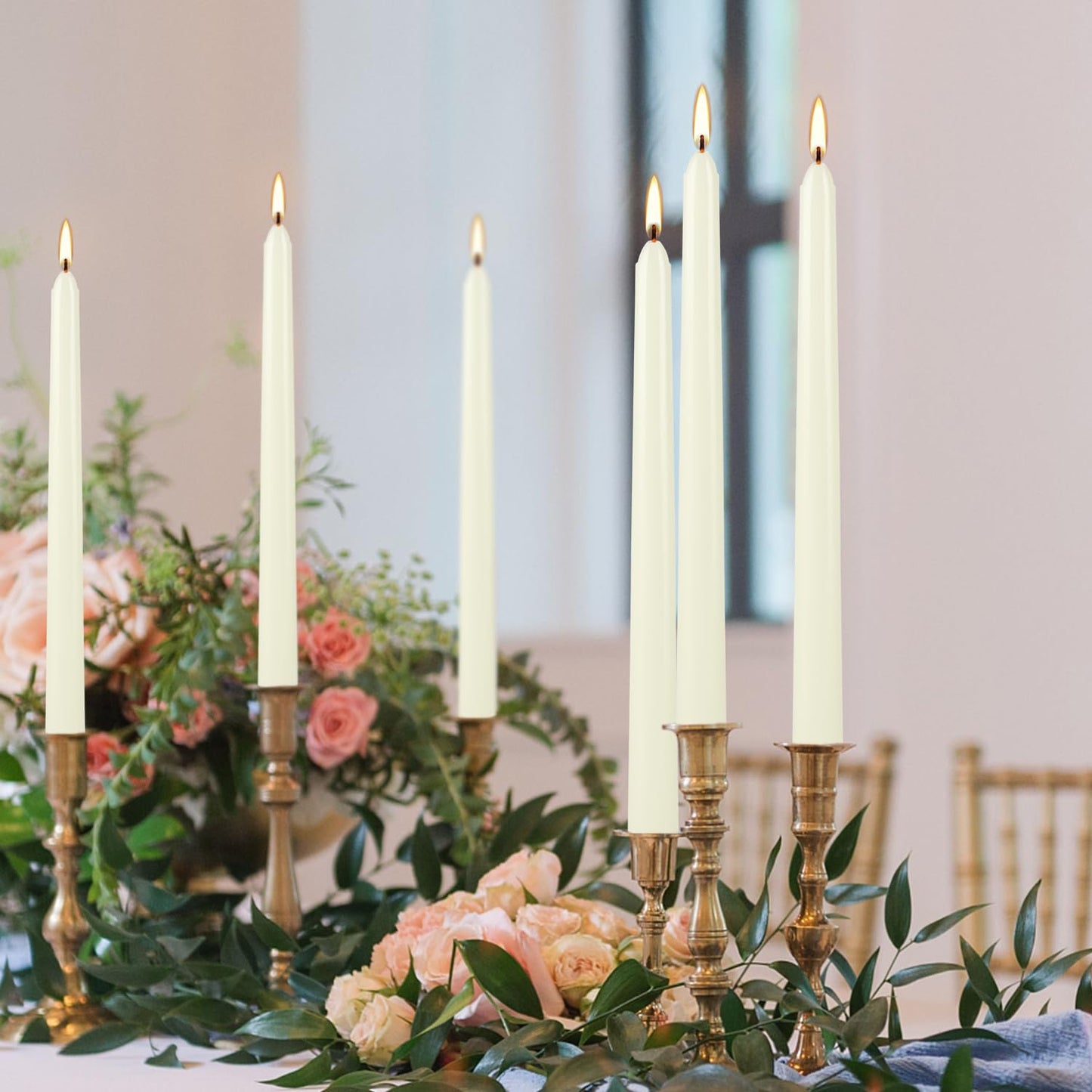 Grcdoyvl 36 Pack Ivory 10-Inch Taper Candles - Premium Dripless, Smokeless & Unscented for Wedding Decor, Romantic Dinner, Party & Home - Long Burning Hand-Poured Tall Candles with Clean Finish