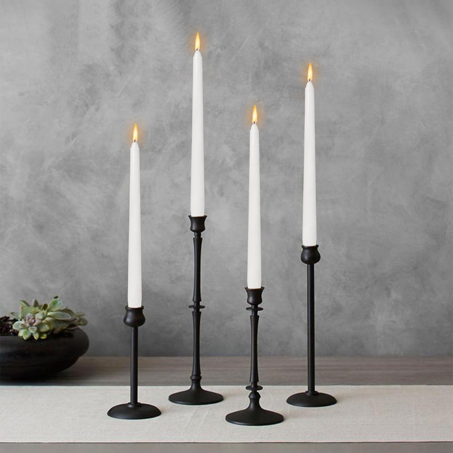 Crystal White Unscented Spiral Candles Handmade Smokeless Tapered Candle 10 Inch Long Twisted Candlesticks for Home Holiday Wedding Decor 4 PCS