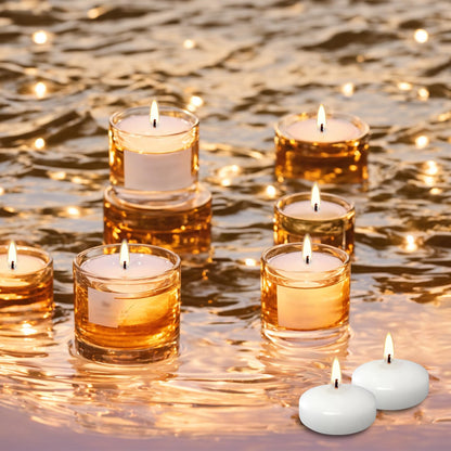 White Floating Candles 2 inch, 6 Pack Floating Candles 5-6 Hours Long Burning, Unscented Floating Candles for Centerpieces for Wedding, Proposal Decorations, Romantic Night Set (6 pack, white, 2 inch)