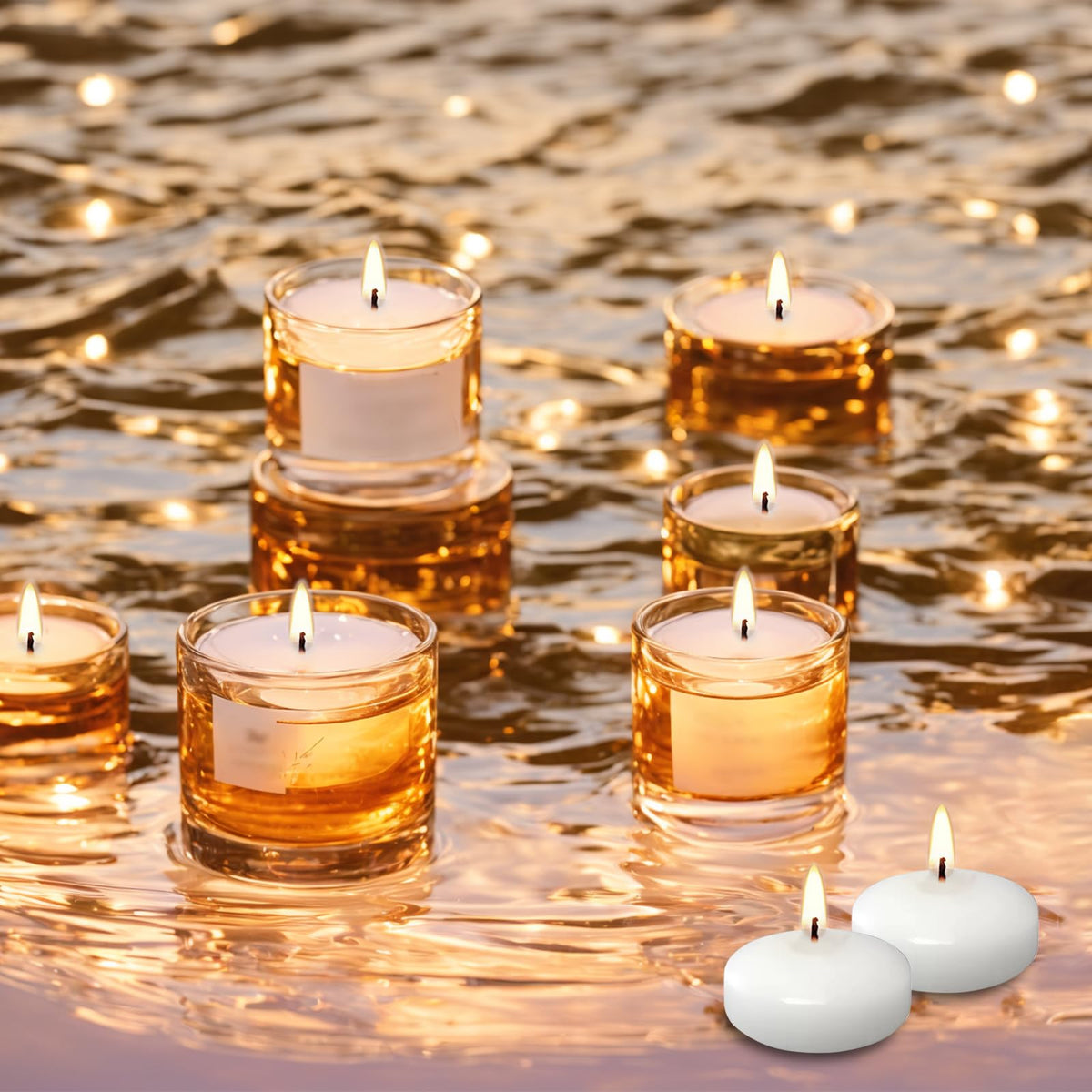 White Red Floating Candles 2 inch, 6 Pack Floating Candles 5-6 Hours Burning, Unscented Floating Candles for Centerpieces for Proposal Decorations, Romantic Night Set (6 Pack, red + White, 2 inch)