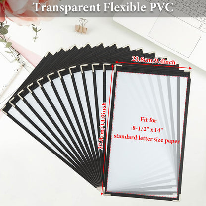 FVIEXE 12PCS 8.5 x 14 Inch Menu Covers Single Page 2 View, Transparent Restaurant Menu Holder for Restaurant Bar Cafe (Black)