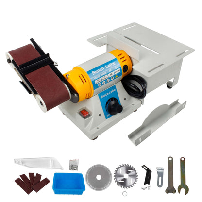 RATTMMOTOR MC-0850 Desktop Multi-Function Bench Grinder Table Saw 850W Polisher Machine 800-11000RPM 2 x14 Inch Belt Sander (B Type 110V)