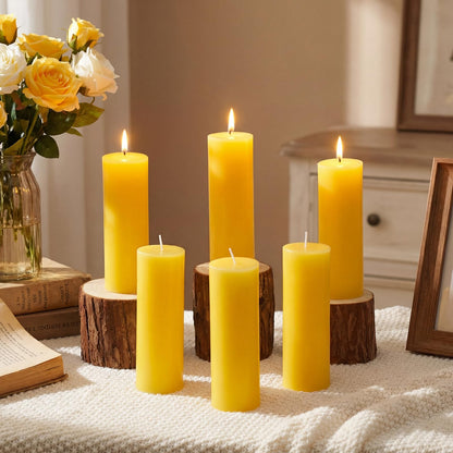 Lounsweer 6 Pcs 2 x 6 Inch Citronella Scented Pillar Candles Yellow Scented Candle for Home Indoor & Outdoor Use