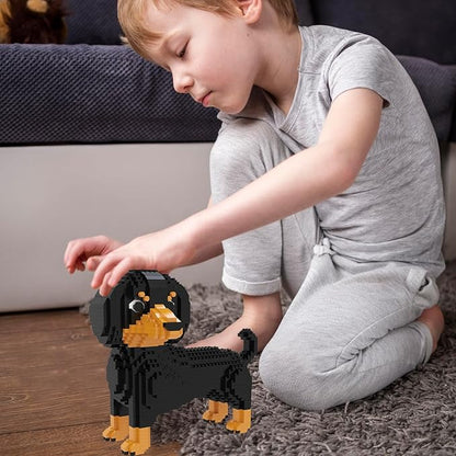 Larcele Micro Building Blocks Set DIY Mini Building Toy Bricks for Age Over 12 Years 1154 Pieces KLJM-02 (Dachshund 2)