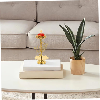2pcs Antique Lotus Candlestick Holder Butter Lamp Base for Buddha Elegant Design for Home Decor for Festivals and Special Occasions