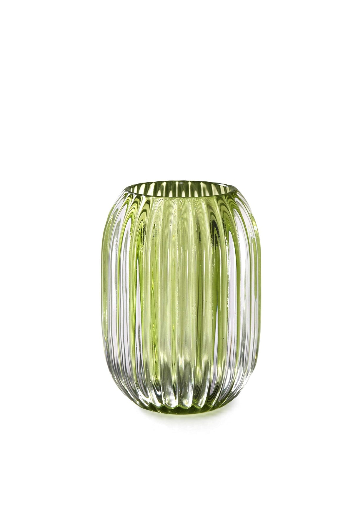 Serene Spaces Living Green Optical Glass Votive Holder, Perfect for Weddings and Home Décor, Measures 5" Tall and 3.5" Diameter