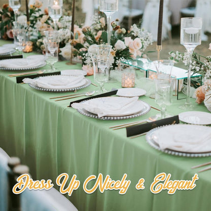 BRILLMAX 8 Pack Sage Green Tablecloths 60 x 102 Inch for 6ft Rectangle Tables - 150 GSM Polyester Fabric, 15" Standard Drop, Water, Stain & Wrinkle Resistant Cloth Cover for Wedding Dining Buffet