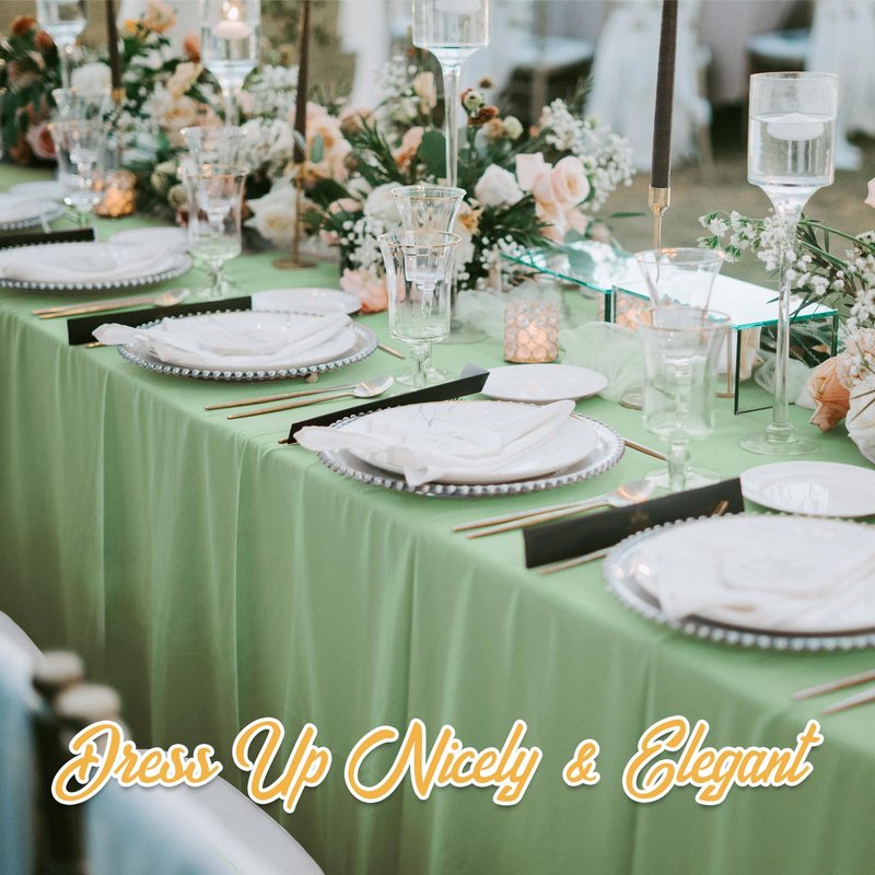 BRILLMAX 10 Pack Sage Green Tablecloths 70 x 120 Inch for 6ft & 8ft Rectangle Tables - 150 GSM Polyester Fabric, Universal Fit, Water, Stain & Wrinkle Resistant Cloth Cover for Wedding Banquet