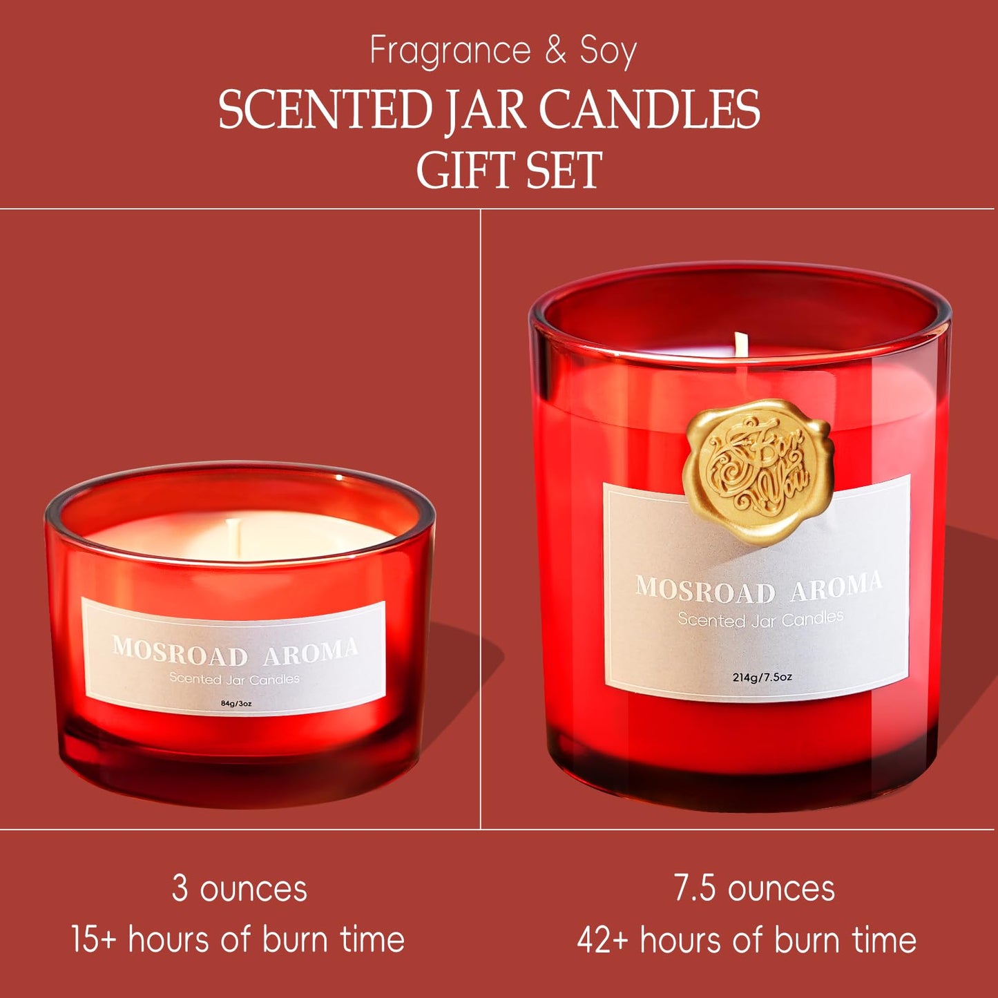 2-Pack Set Apple Cinnamon Scented Candles,Apple Pie & Kitchen Spices Natural Soy Jar Candles for Home,Highly Scented Aromatherapy Candles for Fall Holiday, Apple Cider Candle Ideal Gift for Women,Men