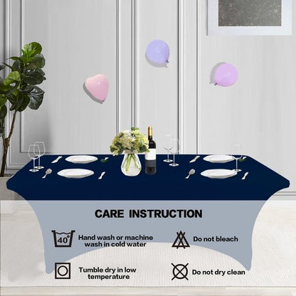 IVAPUPU 6FT Table Cloth for Rectangular Fitted Events Stretch Jean Blue Table Covers Washable Cover Spandex Tablecloth Protector for Party, Wedding, Cocktail, Banquet, Festival