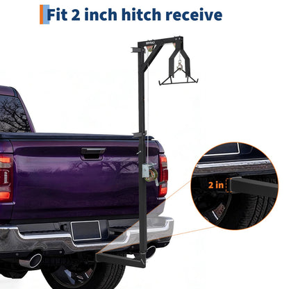 Garvee 2'' Truck Hitch Deer Hoist, 500 LB Load Capacity Heavy Duty Steel Deer Hoist for Truck Hitch with Winch Lift Gambrel Set, Perfect for Field Dressing, Big Game