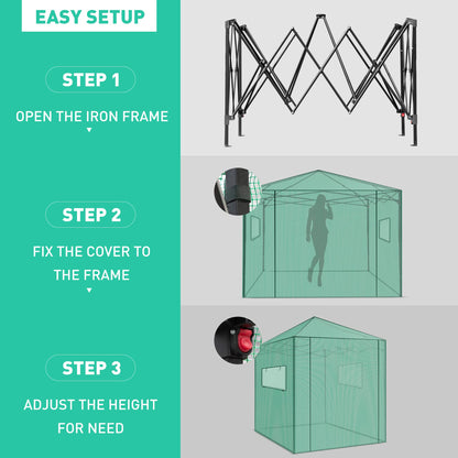 PexFix 6'x 5' Portable Walk-in Greenhouse, Easy Setup, Indoor/Outdoor, 2 Roll-Up Mesh Windows, Roll-Up Zipper Door, Green