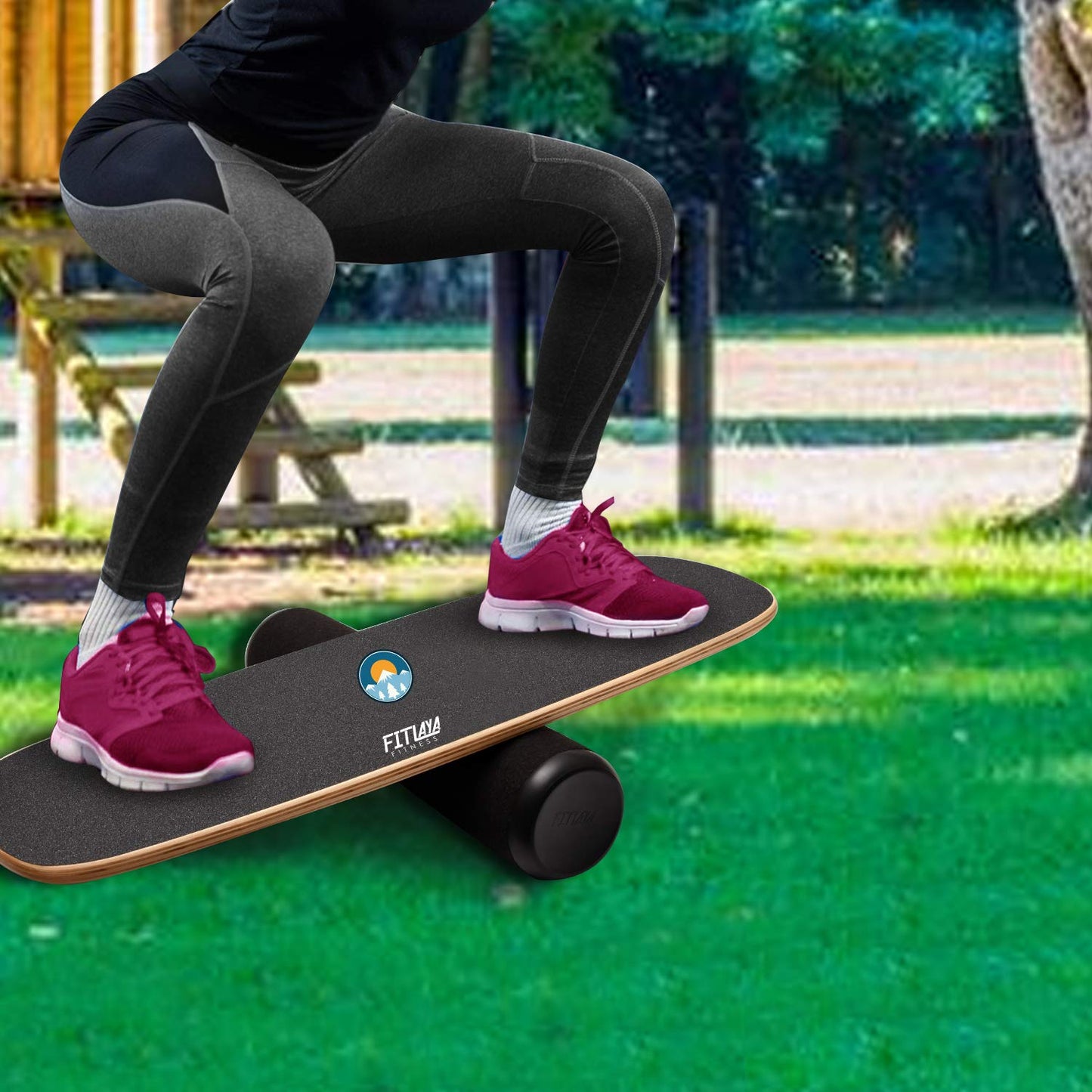 Fitlaya Fitness Balance Board Trainer Wooden Training Equipment for Fitness Workout, Hockey‎, Skateboarding, Surfing and Snowboarding (SUN & SNOWMOUNT)