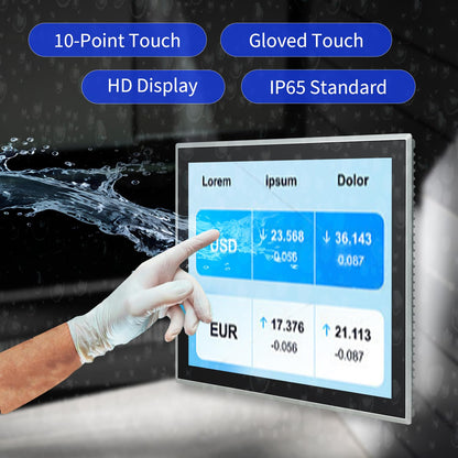 TouchWo 19 inch Industrial Embedded Touchscreen Monitor, Capacitive Multi-Touch Screen Industrial Front IP65 Monitor Built-in Speakers, HD-MI in, USB, VGA, 16:10 1280x1024 Display