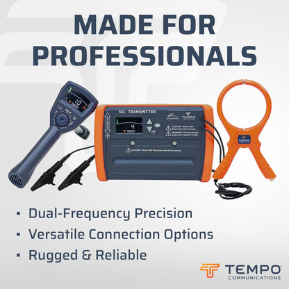 TEMPO 551 Advanced Underground Utility Locator, IP54-rated Underground Wire Locator, Buried Wire Locator, Dual-Frequency Underground Wire Tracer