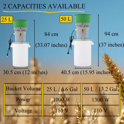 Grain Mill Grinder Agricultural Feed Grain Mill Grinder for Wheat Corn Soybean for Home Farm 6 Sizes Sieves (25L)