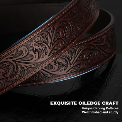 BELTROAD Western Leather Buckle Belt for Men Women Cowboy Cowgirl Mens Leather Belt for Jeans Christmas Men's Belt Gifts