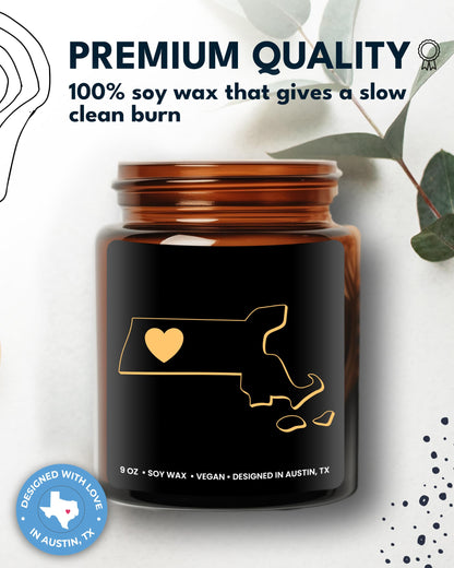 Massachusetts Candle, Thoughtful Massachusetts Souvenirs & Gifts for Men and Women, Unique State Gifts, Best Sentimental Gift for Moving Away, Ideal for Birthday, Christmas, Graduation, Gift Ready