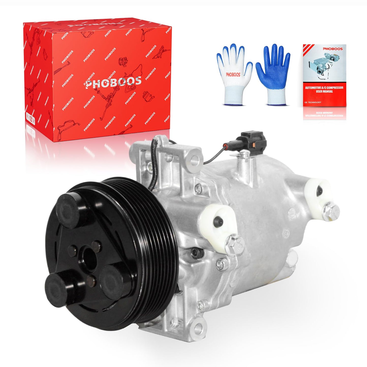 PHOBOOS A/C Compressor with Clutch Compatible with Nissan Frontier 2005-2019 L4 2.5L/V6 4.0L, Xterra 2005-2015, V6 4.0L, Fast Cooling, Low Noise, Easy Installation, Ref. 58885