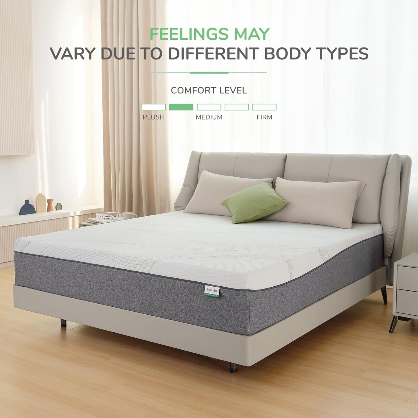 Novilla King Size Mattress - 12 Inch Gel Memory Foam for Plush Comfort & Pressure Relief | CertiPUR-US Certified